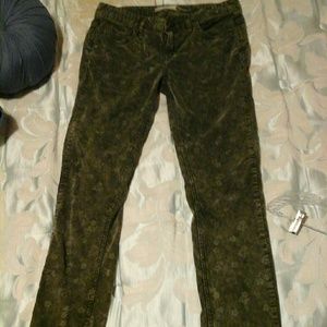Olive printed Free People Corduroy skinny jeans 28