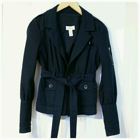 Navy wool blend jacket - Picture 1 of 3