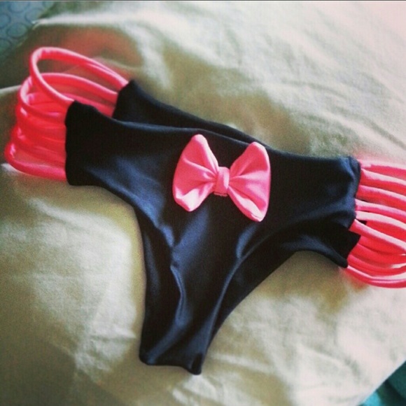 Acacia Pink Bow Brazilian Bikini Bottoms