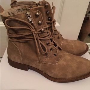 VERY cute tan suede combat boots