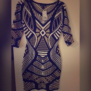 Black/creme & burgundy foreign exchange dress