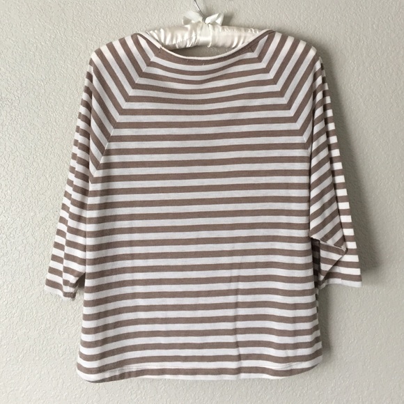 Striped Forever 21 Top White and Tan - Picture 2 of 3
