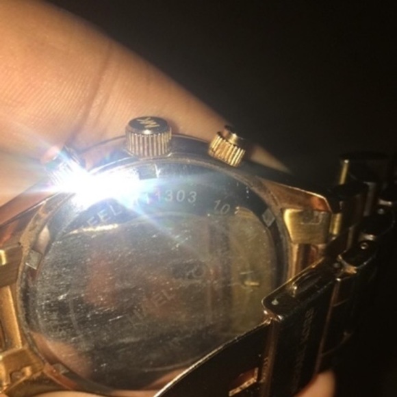 Michael Kors Gold, Black & Burgundy Wrist Watch.