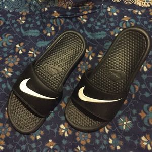 Nike Black Benassi Swoosh Slide On Shoes