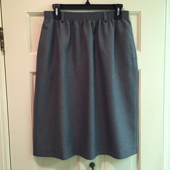 Dressy Grey Below-Knee Skirt Size Large