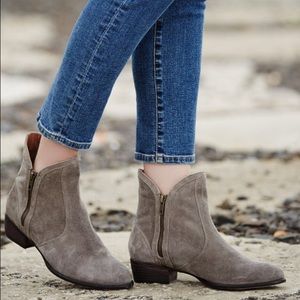 Taupe suede booties