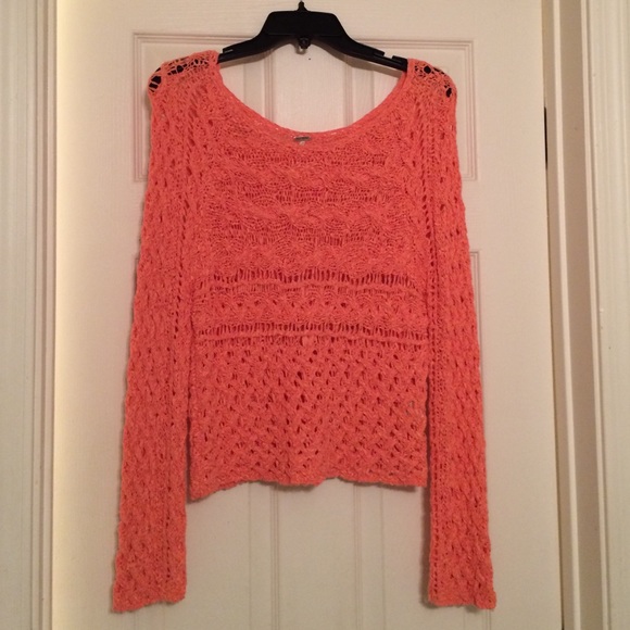 Coral Free People crochet top