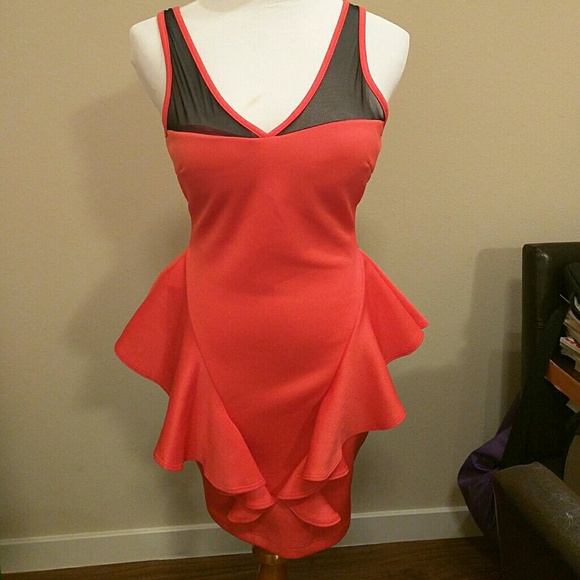 Coral Side peplum dress