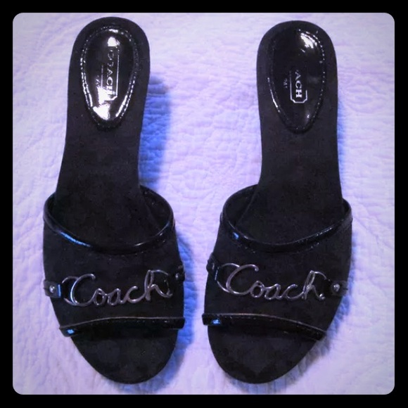 Genuine leather COACH CARISSA WEDGE HEEL Sandals