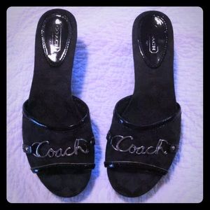 Genuine leather COACH CARISSA WEDGE HEEL Sandals