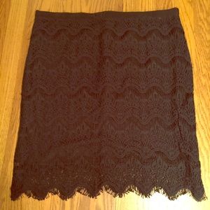 Black lace pencil skirt