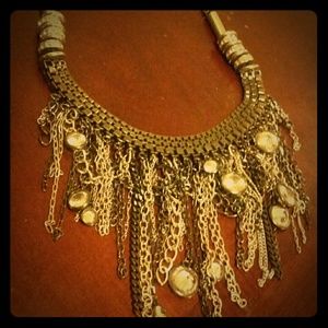 Blinged out gun metal rhinestone neckla