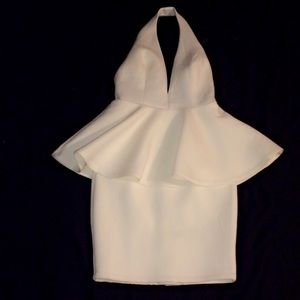 MISS AVENUE White Peplum Halter Dress