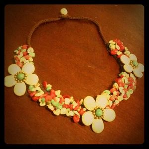 Hand beaded floral necklace