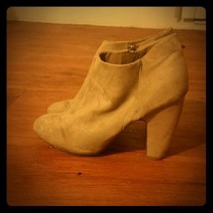 Bone colored faux suede booty