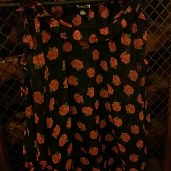 Rose print exposed shoulder blouse - Picture 3 of 4