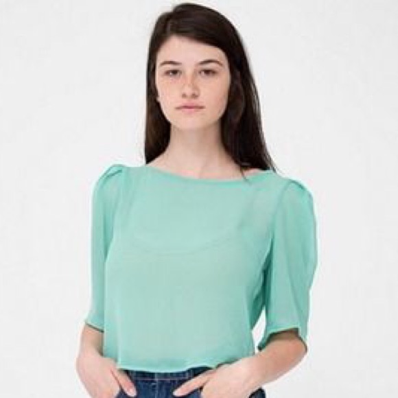 American Apparel Chiffon Puff Sleeve Blouse