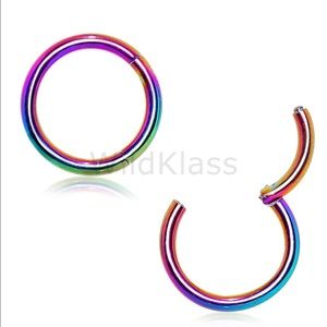 Hinged Septum Clicker Ring Rainbow 16G 14G Steel