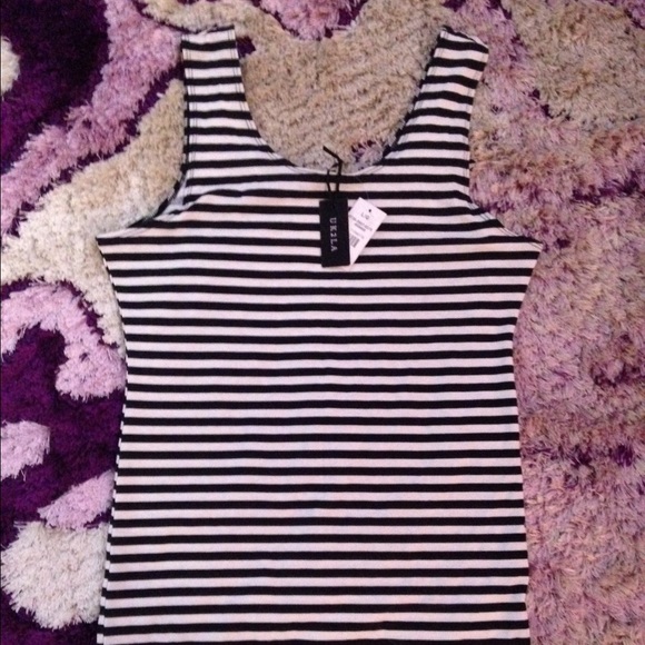 NEW UK2LA Black And White Striped Mini Dress