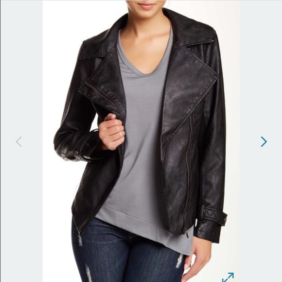BNCI by Blanc Noir Drape Front Leather Jacket