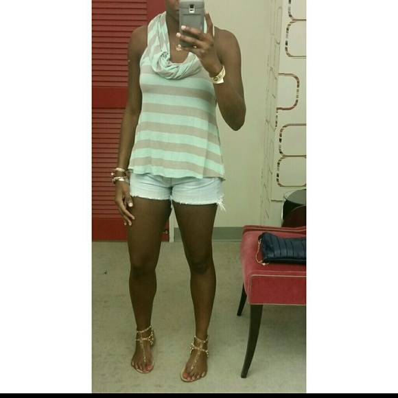 Arden B brown and aqua racerback tank