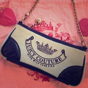 Juicy Couture Blue Terrycloth and Leather Bag
