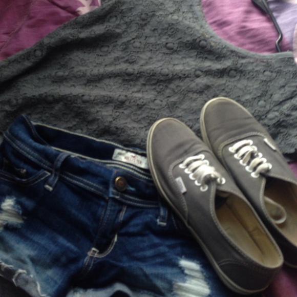 Hollister grey lace shirt