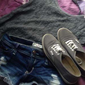 Hollister grey lace shirt