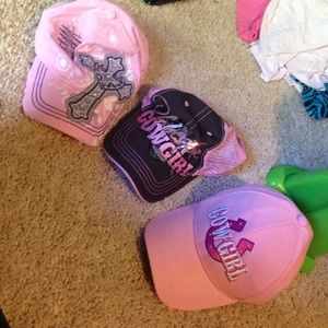 3 Pink Baseball Caps