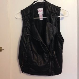 Black Faux Leather Vest