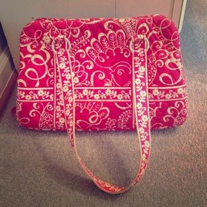 Vera Bradley squared away bag in twirly birds pink