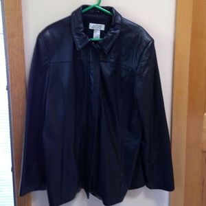 Leather car length coat