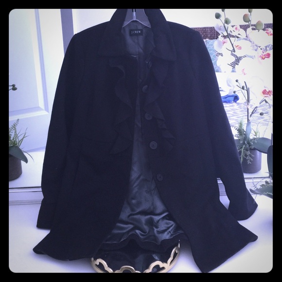 Jcrew size 2 wool ruffle pea coat