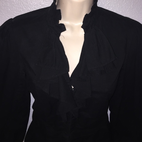 Ann Taylor Loft black ruffle pleated jacket size 2