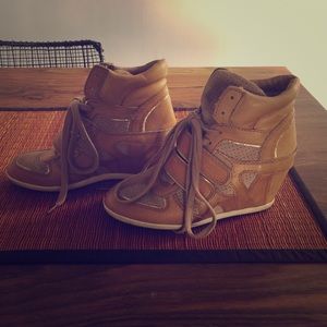 Ash suede & leather wedge sneakers