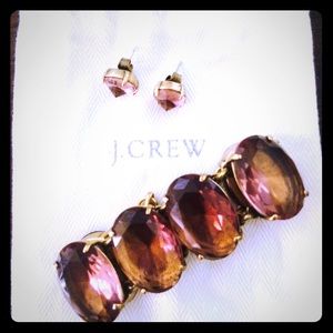 J. Crew pink rhinestone bracelet and earring