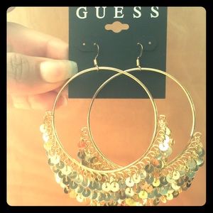Never worn Big Gold Sequin Guess Earrings😍😏