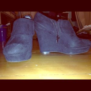 Black wedge booties