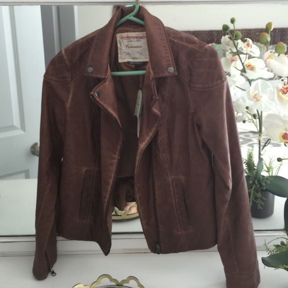 Anthropologie faux leather ruffle jacket