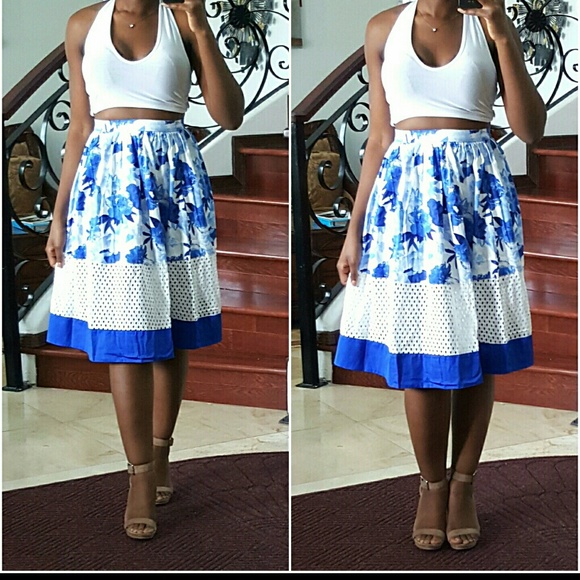 SOLD | Blue Floral Skirt - Picture 2 of 4