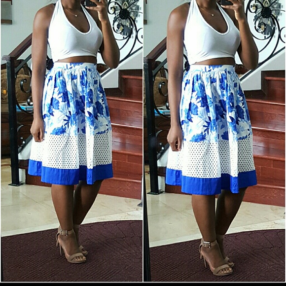 SOLD | Blue Floral Skirt - Picture 3 of 4