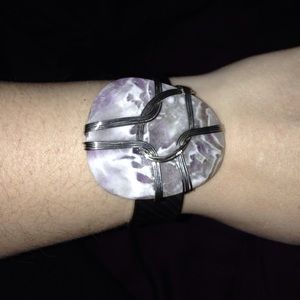 Silver and purple stone cuff