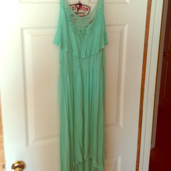 Mint aqua green lace detail dress