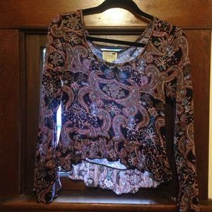 LA Hearts Boho glam paisley flare long sleeved top