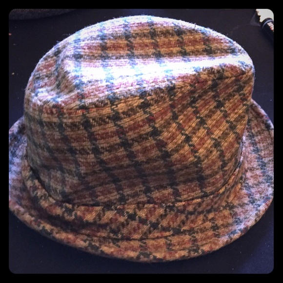 Vintage checkered tan & green fedora
