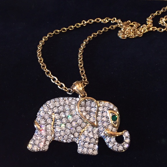 Reversible elephant bling statement necklace