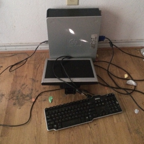 Computer with keyboard and a mouse and box