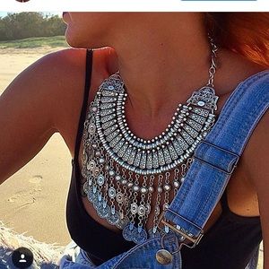 Metal silver coin necklace