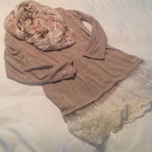 Lightweight knit with lace trim