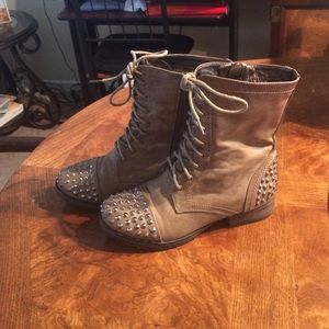 Combat boots with silver studs